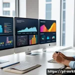 Home 21 행동경제학적 변화를 반영한 마케팅 - A modern, stylish digital marketing office scene showing a diverse team of professionals analyzing c...