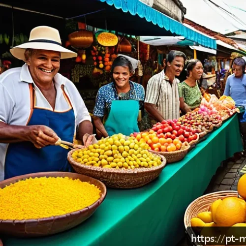 Home 31 행동경제학의 문화적 차이와 마케팅 - A vibrant Brazilian street market scene showcasing diverse consumers from different regions of Brazi...