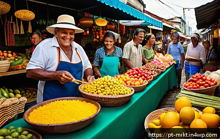 행동경제학의 문화적 차이와 마케팅 - A vibrant Brazilian street market scene showcasing diverse consumers from different regions of Brazi...