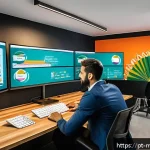 Home 18 행동경제학 원리를 적용한 마케팅 전략 - A vibrant digital marketing office scene in São Paulo, Brazil, showing a diverse team of young profe...